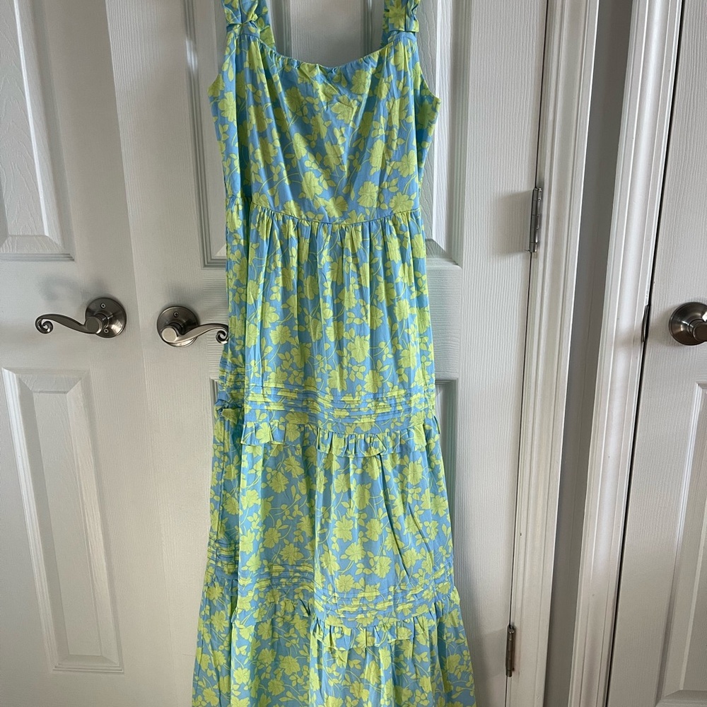 Floral Blue and Yellow Dress-Avara